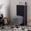 Pack WC suspendu avec lave-mains intégré + Cuvette gain de place sans bride corolla Gris mat