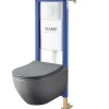 Pack WC suspendu bati siamp universel + cuvette sans bride grise knidos