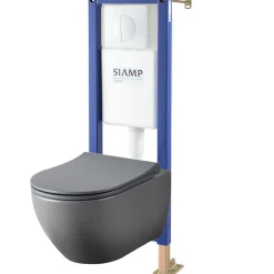 Pack WC suspendu bati siamp universel + cuvette sans bride grise knidos