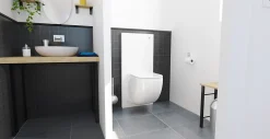 Pack WC suspendu broyeur blanc avec bâti et pompe de relevage intégrée, SFA Sanicompact