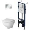 Pack WC suspendu bâti mural et cuvette Plaque Round Chrome Pack WC Bati-support AM.PM X-Joy