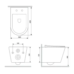 Pack WC suspendu bâti mural et cuvette Plaque Round Chrome Pack WC Bati-support AM.PM X-Joy S