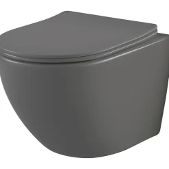 Pack WC suspendu gain de place bâti mural verre noir + cuvette sans bride gris mat corolla