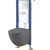 Pack WC suspendu gain de place bâti universel siamp + cuvette sans bride gris mat corolla