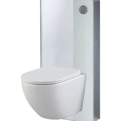 Pack WC suspendu gain de place bâti mural verre blanc + cuvette sans bride Corolla