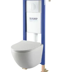 Pack WC suspendu gain de place bâti universel Siamp + cuvette sans bride Corolla