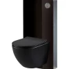 Pack WC suspendu gain de place bâti mural verre noir + cuvette sans bride noir mat corolla