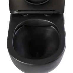 Pack WC suspendu gain de place bâti mural verre noir + cuvette sans bride noir mat corolla