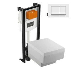 Pack WC suspendu JACOB DELAFON Terrace+ bâti-support + plaque Blanc brillant