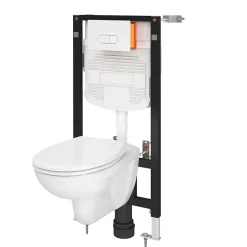 Pack WC suspendu Lagon, en porcelaine vitrifiée avec abattant + bâti-support universel, GoodHome