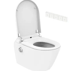 Pack WC suspendu lavant avec cuvette sans bride, LED et télécommande, SFA Saniwash