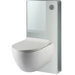 Pack WC suspendu mural en verre blanc et cuvette carénée sans bride CERES