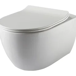 Pack WC suspendu mural en verre blanc et cuvette carénée sans bride CERES