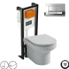 Pack WC suspendu sans bride JACOB DELAFON Elite + bâti-support + plaque Chrome + accessoires