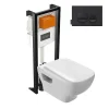 Pack WC suspendu sans bride JACOB DELAFON Struktura+ bâti-support + plaque Noir brillant/Noir mat