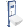 Pack WC suspendu sans bride Villeroy & Boch Architectura Twistflush e3 rectangle + bâti-support ViConnect + plaque blanc