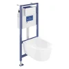 Pack WC suspendu sans bride VILLEROY ET BOCH Avento + Bâti support ViConnect Pro + abattant frein de chute + plaque blanche