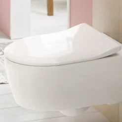 Pack WC suspendu sans bride VILLEROY ET BOCH Avento + Bâti support ViConnect Pro + abattant frein de chute + plaque blanche