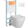 Pack WC suspendu VITRA Integra blanc + bâti mur porteur V-Fix Core + Plaque Round Blanche