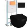 Pack WC suspendu VITRA Sento noir + bâti autoportant V-Fix Core + Plaque Round Noir mat