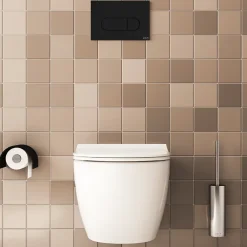 Pack WC suspendu VITRA Sento blanc + bâti autoportant V-Fix Core + Plaque Round Noir mat