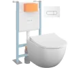 Pack WC suspendu VITRA Sento blanc mat + bâti autoportant V-Fix Core + Plaque Round Blanche