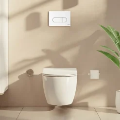 Pack WC suspendu VITRA Sento blanc mat + bâti autoportant V-Fix Core + Plaque Round Blanche