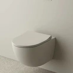Pack WC suspendu VITRA Sento lin mat + bâti autoportant V-Fix Core + Plaque Round noir mat