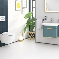 Pack WC suspendu VITRA Sento blanc + bâti autoportant V-Fix Core + Plaque Round Blanche