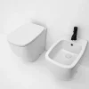 Paire D'appareils Sanitaires Sur Pied, Blanc Brillant, Avec Abattants De Toilettes