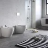 Paire de Sanitaires Bent Rimless - Cuvette + Bidet Mural au Sol Blanc Brillant - Sans Bride, Abattant Soft-Close