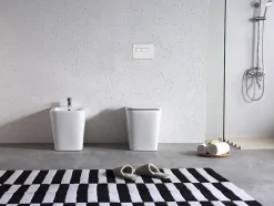 Paire de Sanitaires Edge Rim - Cuvette + Bidet Filo Muro Blanc Brillant - Sans Bride, Abattant Soft-Close