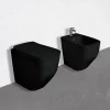 Paire De Wc Sur Pied Et Bidet En Céramique Noire Mate