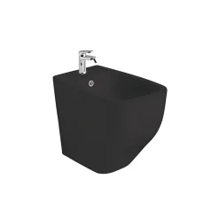 Paire De Wc Sur Pied Et Bidet En Céramique Noire Mate