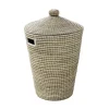 Panier à linge 44 litres en jonc de mer et polyester blanc l.53 x P.50 x H.65 cm GoodHome Bonetta