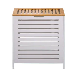 Panier de Bain MDF Bambu Blanc Marron Vêtements Rebecca Mobili