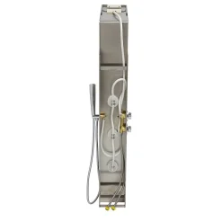 Panneau De Douche Hydromassante En Acier Brossé Chromé H 150Cm