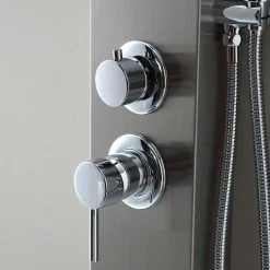 Panneau De Douche Hydromassante En Acier Chromé Avec Design Carré