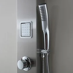 Panneau De Douche Hydromassante En Acier Chromé Avec Design Carré