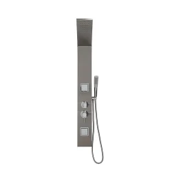 Panneau De Douche Hydromassante En Acier Chromé Avec Design Carré