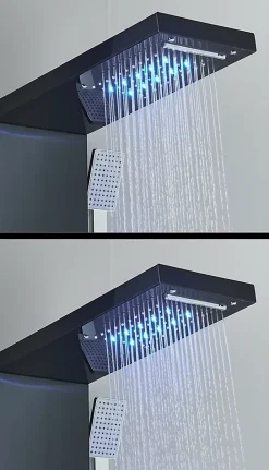 Panneau de douche mural en Noir Mat - Lumière LED