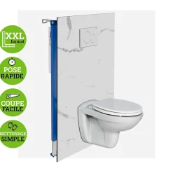 Panneau d'habillage pour bâti,support WC suspendu, 1200x1200x4 mm, finition Marbre Blanc, Mud KOBERT,IN