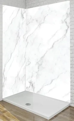 Panneau Mural Alu Douche salle de bain MARBRE BLANC Mat 120 cm x 210 cm Ma Nouvelle Déco