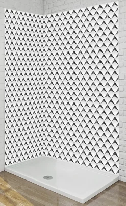 Panneau Mural Alu Douche salle de bain EDOUARD gris et blanc 120 cm x 210 cm Ma Nouvelle Déco