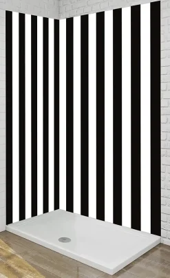 Panneau Mural Alu Douche salle de bain CHANTAL noir et blanc 120 cm x 210 cm Ma Nouvelle Déco