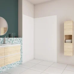Panneau mural de douche blanc 100x80x210cm,Panneaux muraux salle de bain habillage mural aluminium,avec 2 profilés de finition