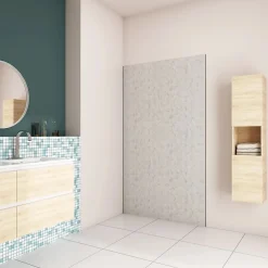 Panneau mural de douche Béton gris 90x210cm,Panneaux muraux salle de bain habillage mural aluminium
