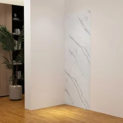 Panneau mural de douche effet blanc marbre 80 x 210 cm mural aluminium avec 1 profile - Étanche, durable et facile à nettoyer
