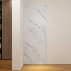 Panneau mural de douche effet blanc marbre 100 x 210 cm mural aluminium - Étanche, durable et facile à nettoyer