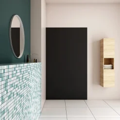 Panneau mural de douche Noir 120x210cm,Panneaux muraux salle de bain habillage mural aluminium,avec 2 profilés de finition